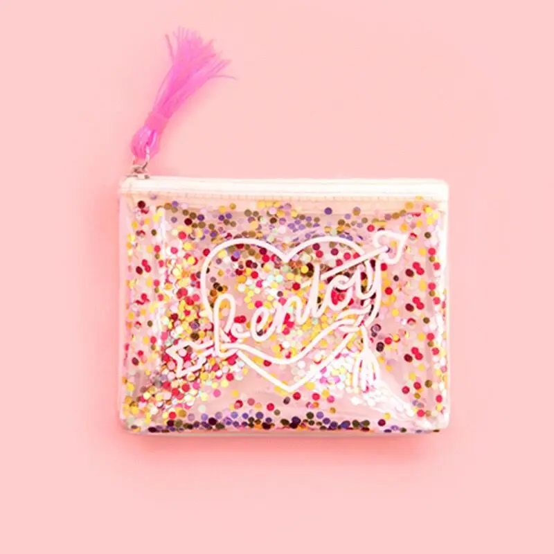 Сумка кошелек Bentoy прозрачная с кисточками и блестками|girls small wallet|sequin coin pursecoin purse |