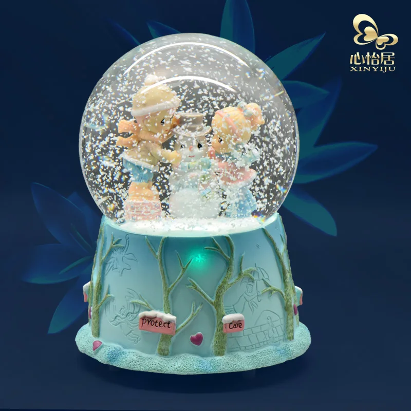 Zm световая вращающаяся плавающая белая музыкальная шкатулка снежный глобус для