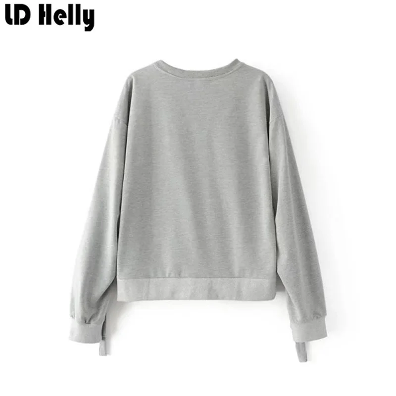 LD Helly Мода 2017 Для женщин кофты с длинными рукавами и круглым вырезом