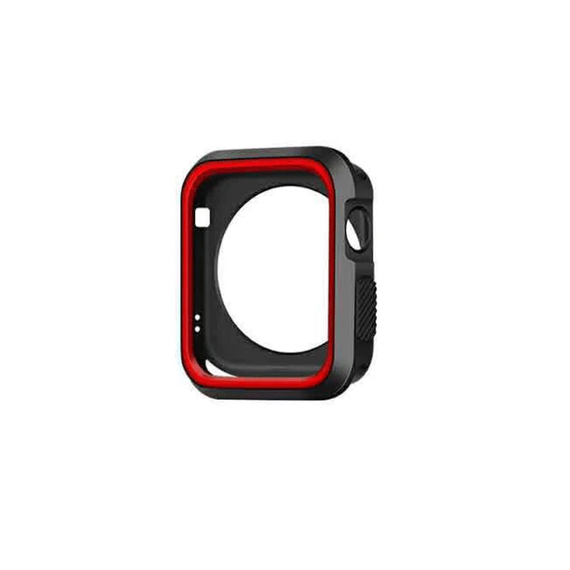 Чехол для Apple Watch, ремешок, чехол 42 мм, 38 мм, iwatch series 4, 3, 2, 1, ремешок 44 мм, 40 мм, аксессуары, рамка, силиконовый защитный чехол - Цвет ремешка: black red