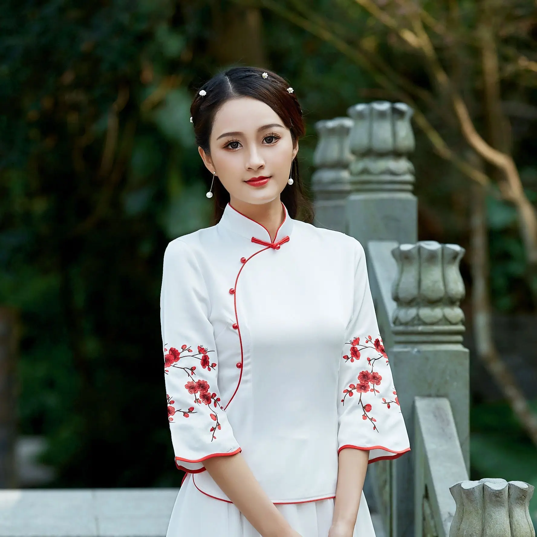 Розовые Топы китайские Qipao рубашки guzheng вышивка цветок национальная таможня мода ежедневно Китай чайная церемония обслуживание шелковый пиджак