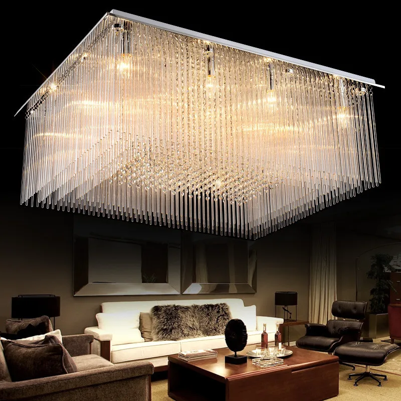 

Modern Simple Led ceiling light Glass Crystal Rectangular Luxury Creative Luxury Restaurant Balcony Bedroom Living room