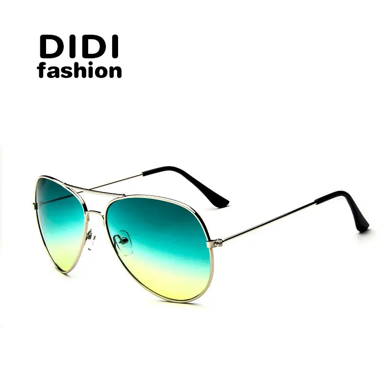 Солнцезащитные очки радужные большие военные коричневые авиационные женские