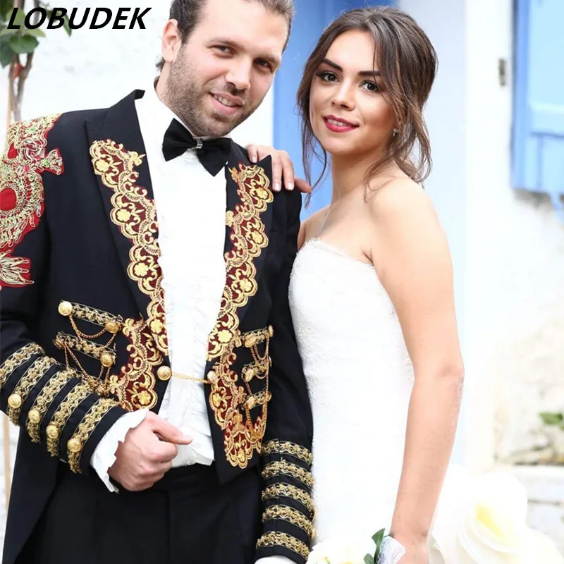 Мужской длинный черный пиджак смокинг блейзер пальто магическое платье для