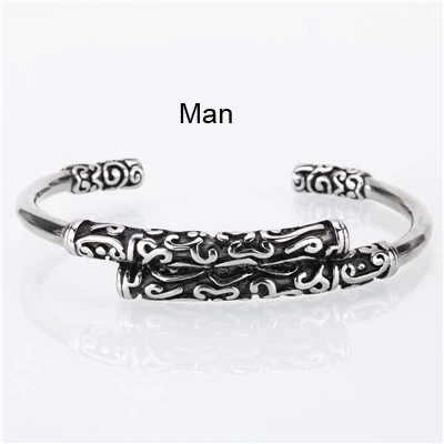 Men Silver Mcllroy Браслет-манжета/для женщин/мужчин/открытый/золотой браслет из нержавеющей стали браслет геометрический ретро пара ювелирные изделия для Валентина Викинг - Окраска металла: Men Silver