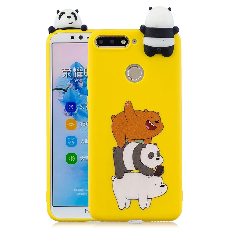 Yellow Bear Мягкий силиконовый чехол из ТПУ с милым 3D рисунком для huawei Honor 7A 7C Pro Honor 7S 8X 8C 8A 8 9 10 Lite P Smart - Цвет: Yellow Bear