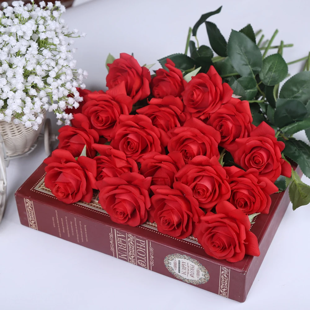 Искусственные розы из латекса на ощупь 11 шт./лот свадьбу День Святого Валентина