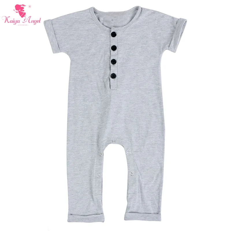 

Kaiya Angel Baby Girl Boy Romper Dark Gray Cotton Romper Fashion Toddler Clothing Spring Summer Fall Factory Wholesale 0-24M