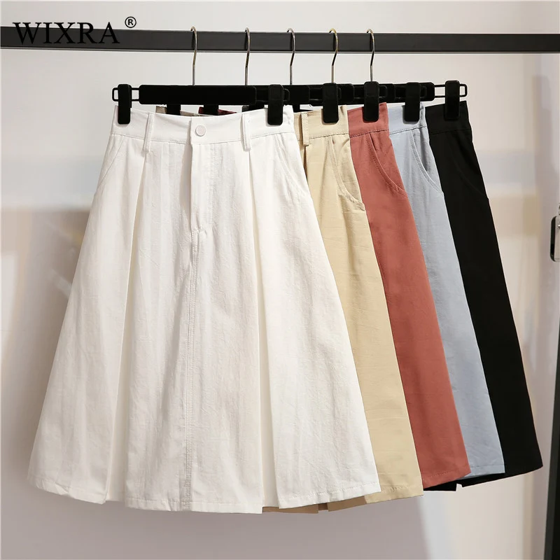 Женская Однотонная юбка на пуговицах Wixra повседневная до колена с высокой талией