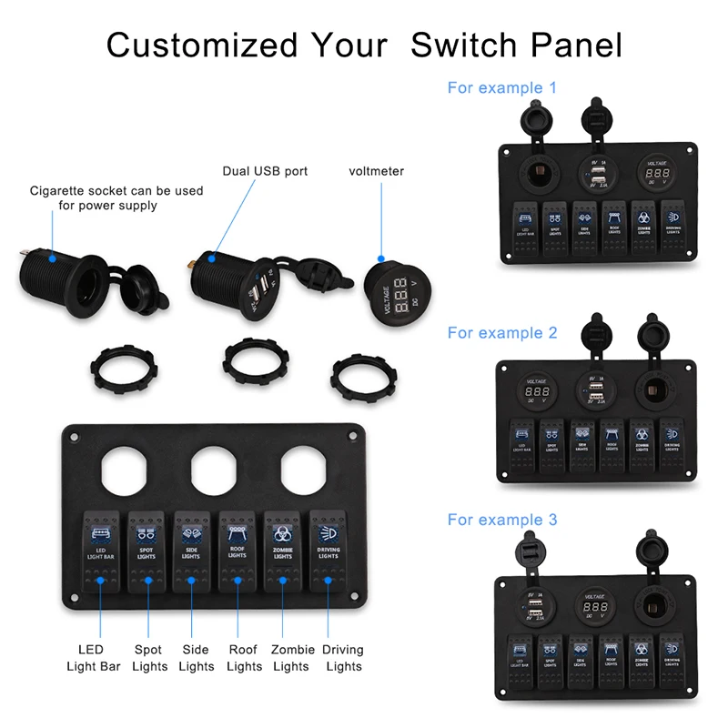 12 В 24 в 6 кнопочный светодиодный клавишный выключатель панель автоматический