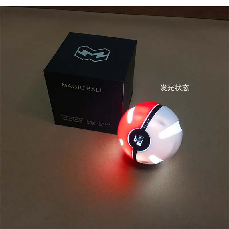 newest hot quick phone charge poke mon go red ball power bank 10000ma charger with led light mobile game cosplay pok emon free global shipping