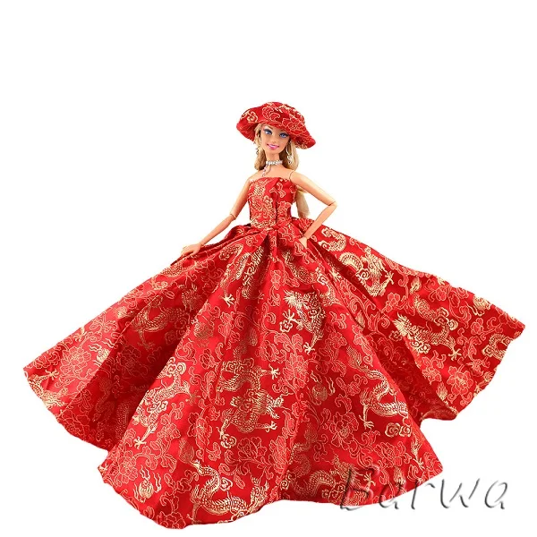 no doll Новое поступление, ручная работа, вечерняя вечеринка, свадьба, длинный хвост, Кукольное платье для Барби, аксессуары для кукол, предметы для Барби на день рождения - Цвет: no doll