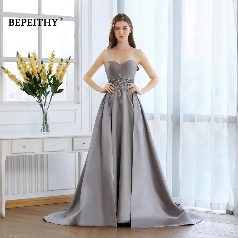 

BEPEITHY 2021 Sweetheart Robe De Soiree Long Evening Dress Lace Beaded Waist Prom Gown Abiye Gece Elbisesi Vinatge