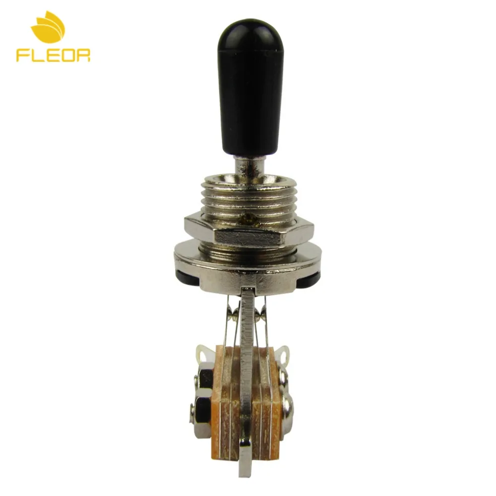 FLEOR 5 шт. никелированный 3-ходовой тумблер с черным наконечником для электрогитары