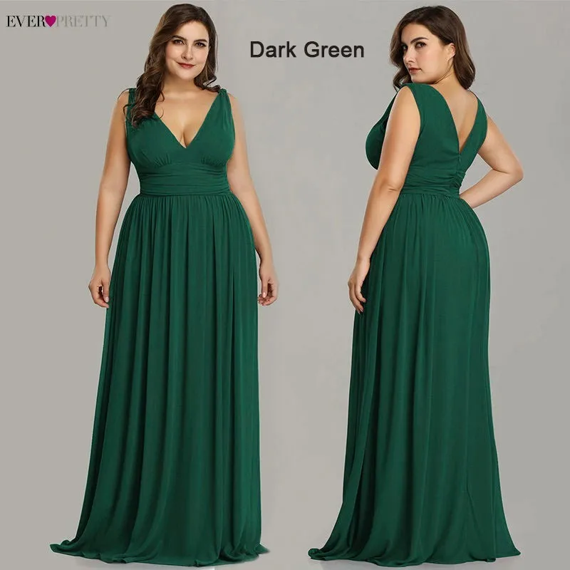 Ever Pretty, платья подружки невесты размера плюс,, Vestidos, элегантные, трапециевидные, v-образный вырез, открытая спина, длинные, шифоновые, свадебные, вечерние платья EP09016
