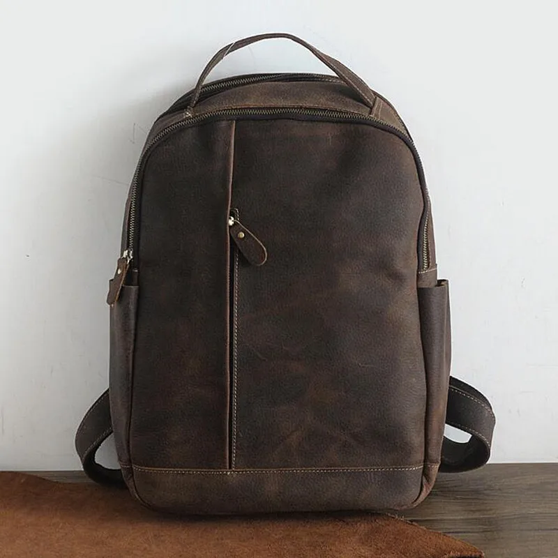 Мужской рюкзак для ноутбука из 100% натуральной кожи мужские винтажные