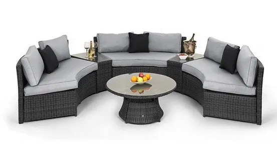 Мебель из ротанга угловой диван с полулуной и изогнутыми краями |