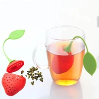 1 pcs kitchen supplies tea strainer non toxic strawberry shape silicone tea infuser tea bag teapot accessory