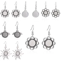 10pcs diy zinc alloy dangle earrings settings hooks 12mm cabochon base setting for women jewelry making handmade crafts supplies