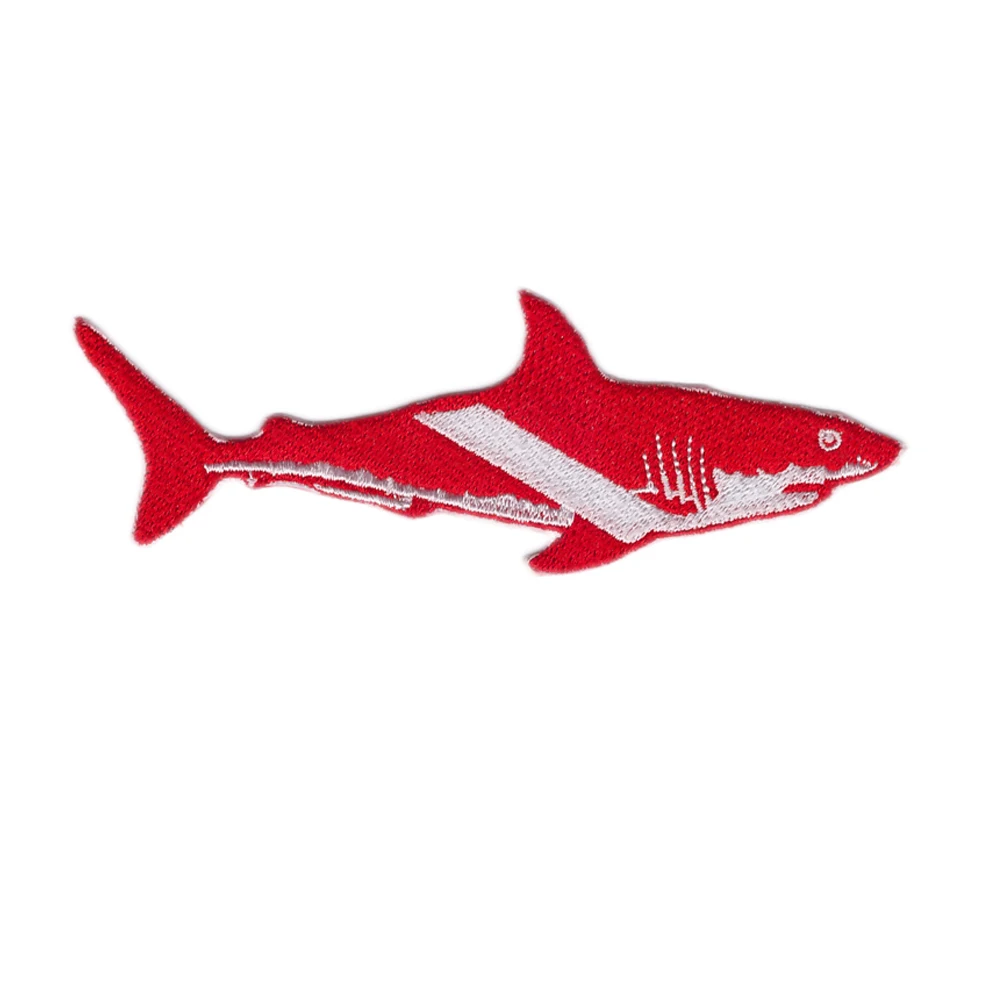 Новые товары отличная вышитая нашивка с белой акулой для погружения аквалангом