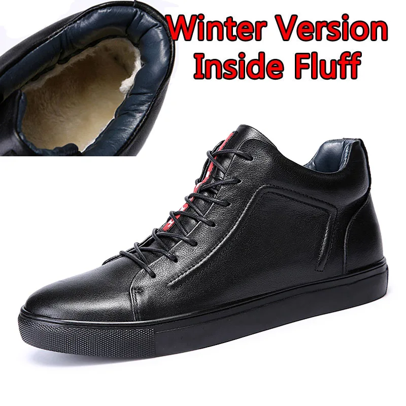 Winter Black SURGUT/мужские зимние ботинки; коллекция года; модные теплые ботильоны из натуральной кожи и хлопка; сезон осень-зима; брендовая мужская повседневная обувь размера плюс - Цвет: Winter Black