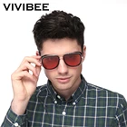 Трендовые мужские солнцезащитные очки в стиле Тони Старка VIVIBEE, винтажные дизайнерские квадратные очки с красными линзами в стиле ретро, 2021