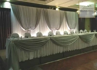 3m x 6m white wedding backdrop with silver swags luxury wedding decoration