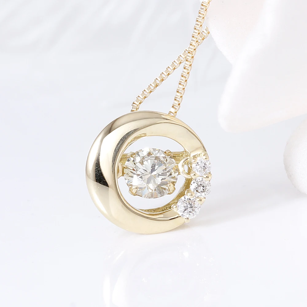 DovEggs Solid 18K 750 Yellow Gold Center 0.2ct Diamond Necklace for Women Dancing Pendant | Украшения и аксессуары