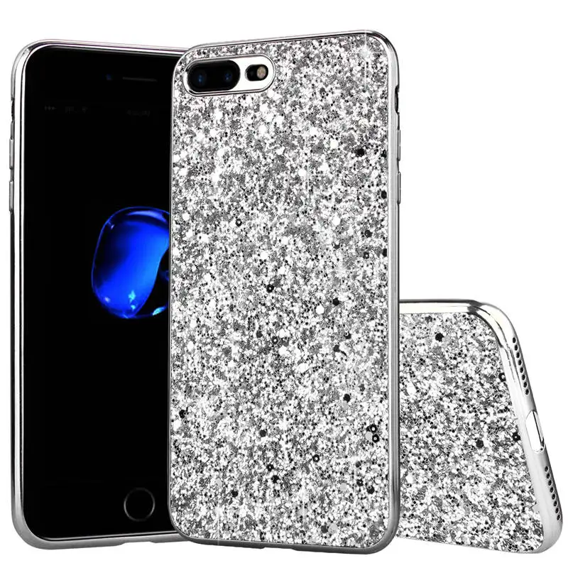 Чехол для телефона iPhone 7 8 Plus X Xs Xr Max роскошные стразы с блестками Coque Мягкий ТПУ