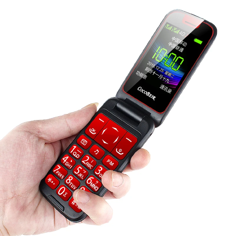 Unlock 3G WCDMA Flip Senior Feature Mobile Phone Dual Display SOS Quick Call DV Large Russian Key Simply Working For Old People