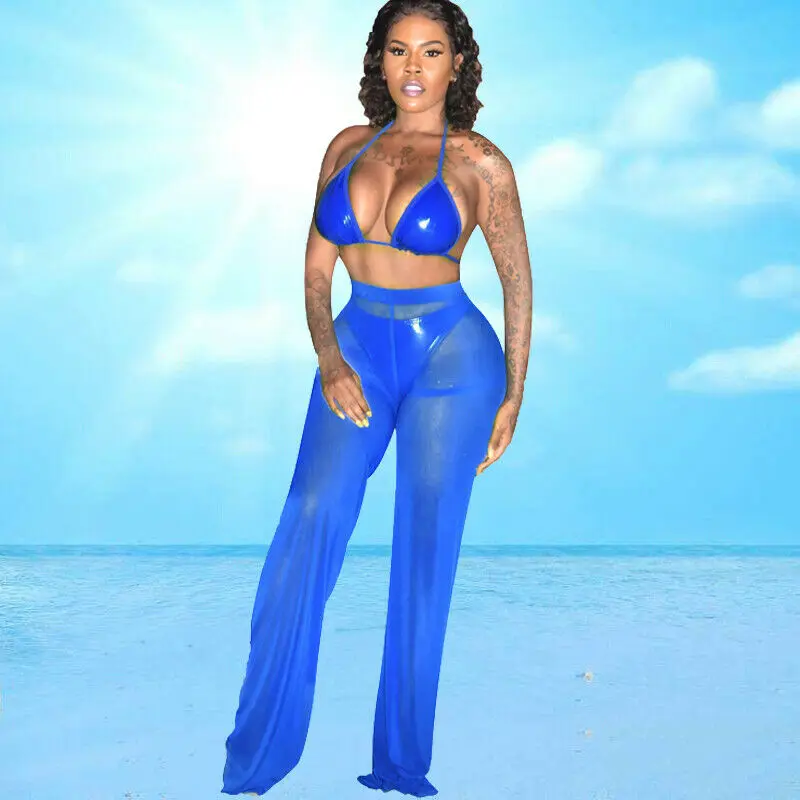 Женское бикини размера плюс сетчатые прозрачные трусы пляжная одежда с высокой