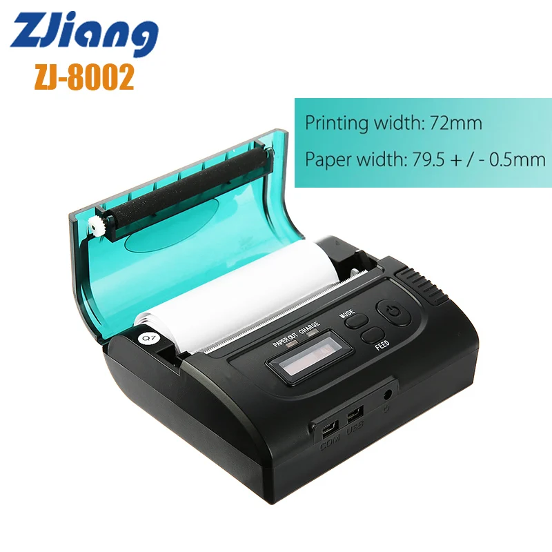 Оригинальный ZJIANG ZJ 8002 мини принтер портативный 80 мм Bluetooth термальный POS/ESC Принтер