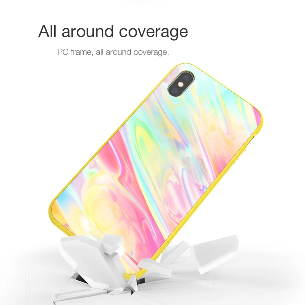 Nillkin for iPhone XS Max Case Luxury Cover Tempered Glass + PC Shadow Ombre Phone For Back Shockproof |