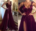 Женское вечернее платье с разрезом, элегантное фиолетовое платье-трапеция с виноградом, праздничная одежда, вечерние платья знаменитости размера плюс, индивидуальный пошив