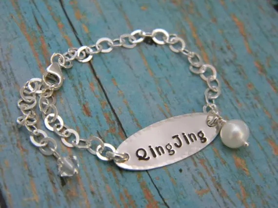 Пользовательские имя ребенка браслет изящные Детские золотые жемчужные