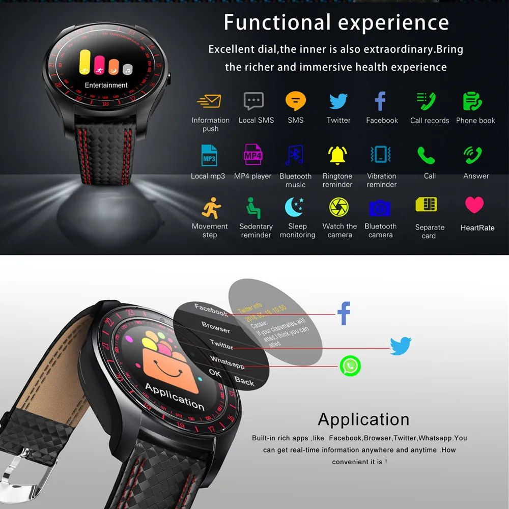 Beseneur V10 умные часы для мужчин с камерой Bluetooth Smartwatch Шагомер монитор сердечного