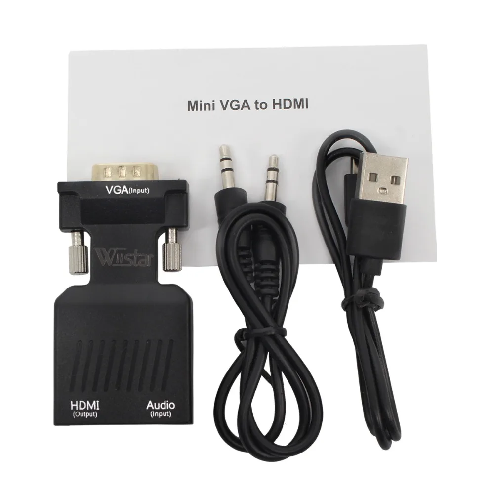 Wiistar Mini VGA HDMI адаптер кабель 1080P с 3 5 мм аудио VGA2HDMI конвертер для ПК ноутбука