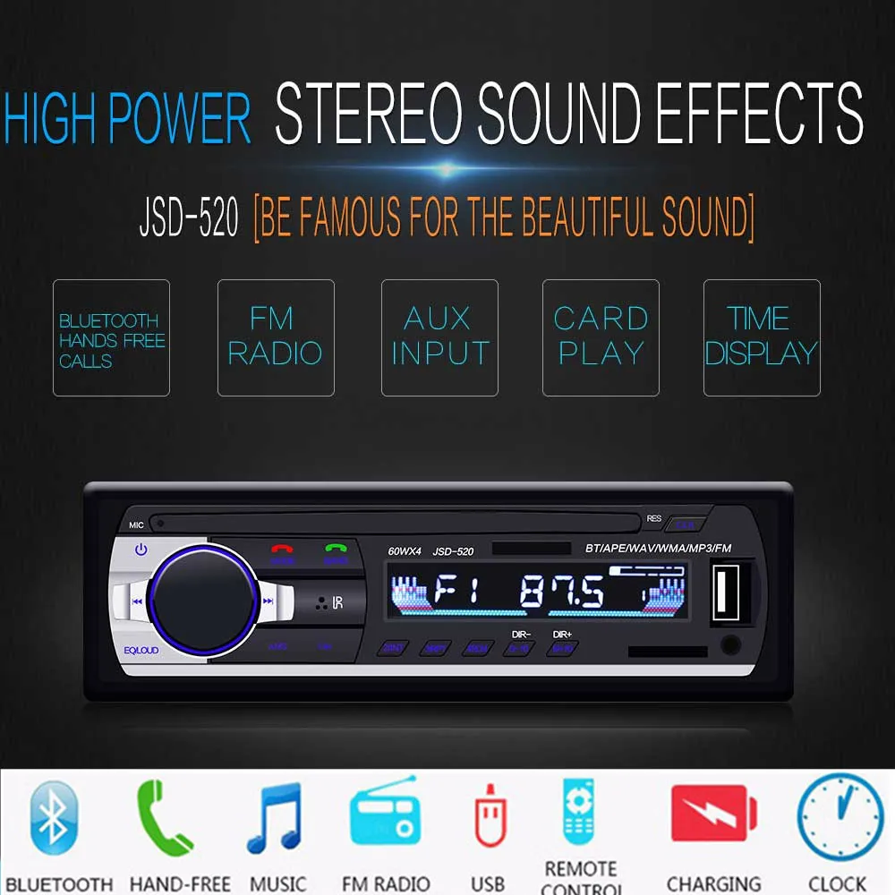 Автомагнитола 1din 12 В Bluetooth FM Aux SD USB|Автомобильные радиоприемники| |