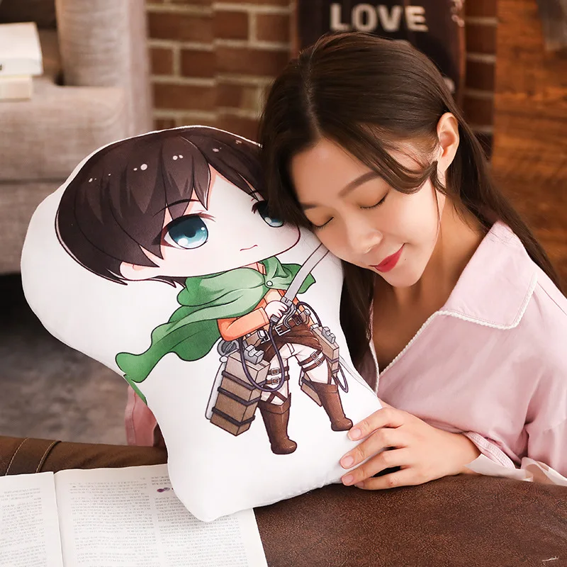 Атака на Подушка титана Игрушка Аниме Eren Mikasa Levi Ackerman короткая плюшевая кукла