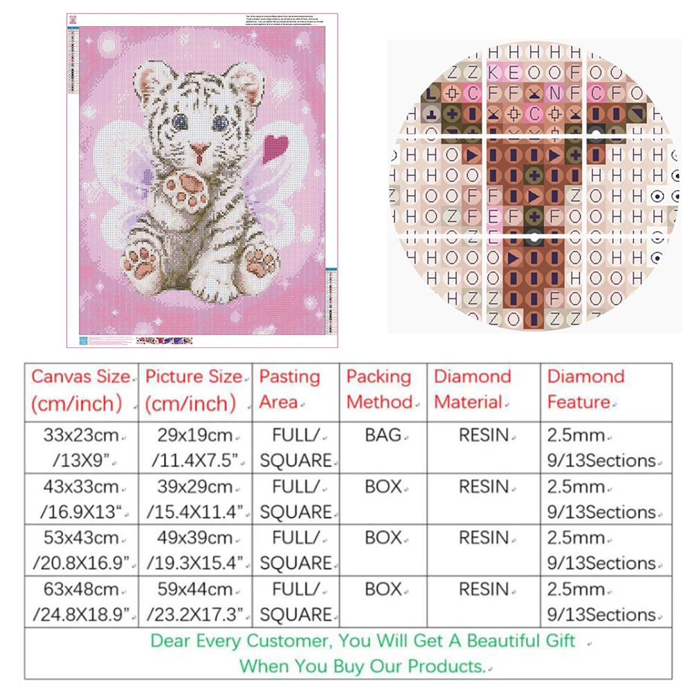 Diamond Painting 5D DIY Embroidery Square Full The Lovely Tiger Crafts&ampSewing Needlework Cross Stitch Wall Arts | Дом и сад