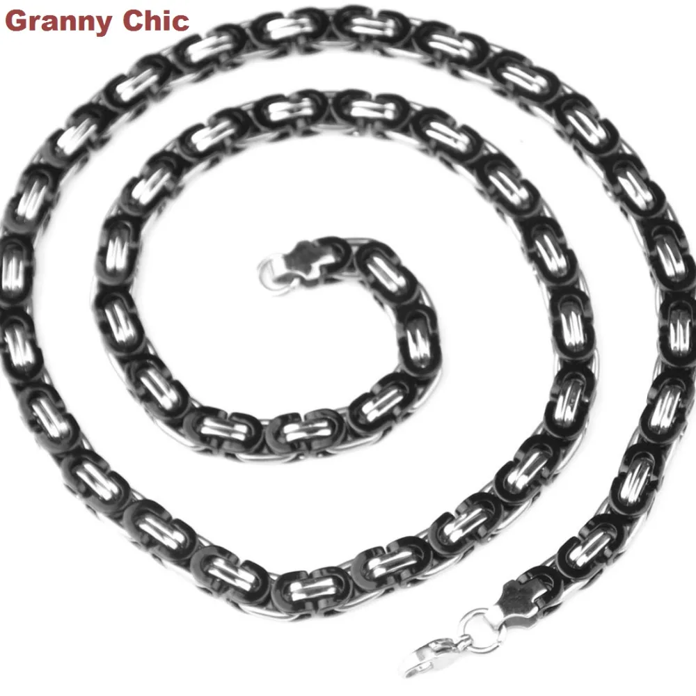 Мужская плоская Византийская цепочка Granny Chic ожерелье из нержавеющей стали