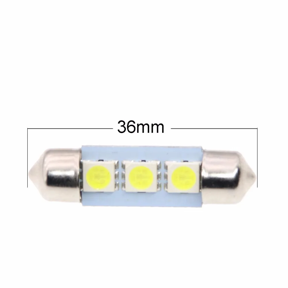 36mm 10 шт. 31 мм 36 мм 39 мм 41 мм 12 В C5W холодный белый 3 светодиодный фестон SMD Интерьер купольный светильник лампа для Carng - Испускаемый цвет: 36mm