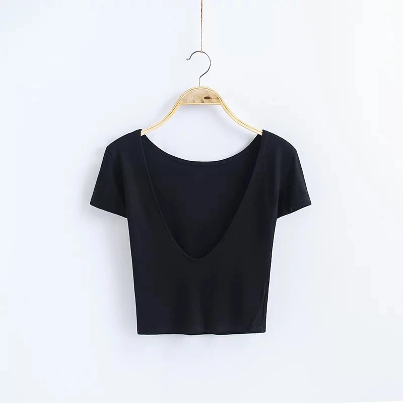 УКОРОЧЕННЫЙ ТОП черного и белого цвета футболка женские топы пикантная Милая