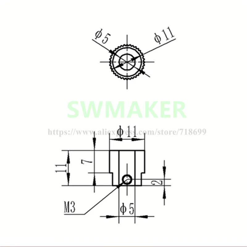 Латунный экструдер зубчатая шестерня с 26 зубьями нить для 3D-принтера Reprap Nema 17 2 шт.