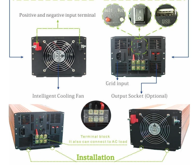 High efficiency 5000w 12V 220V Pure Sine Wave Power Inverter with Battery Charger | Обустройство дома