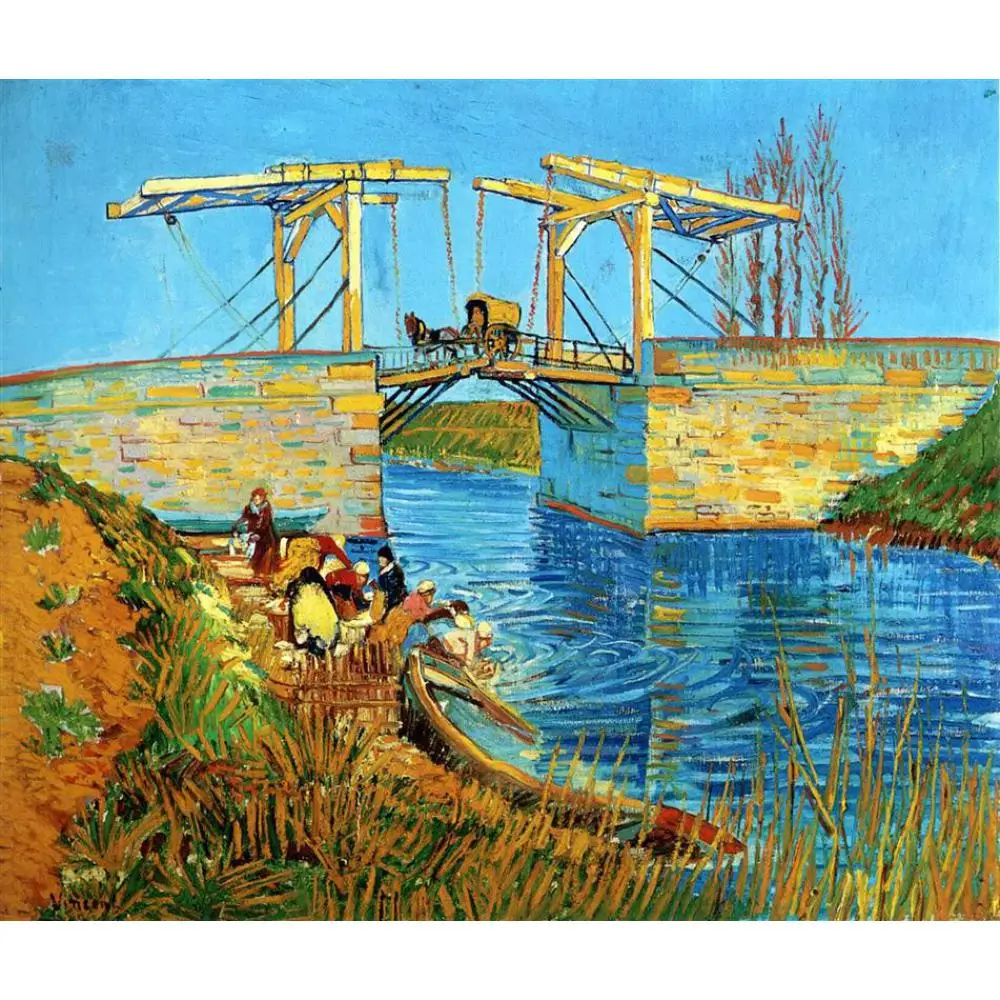 Картина маслом Langlois Bridge at Arles ручная работа мойка У Винсента Ван Гога|reproduction oil