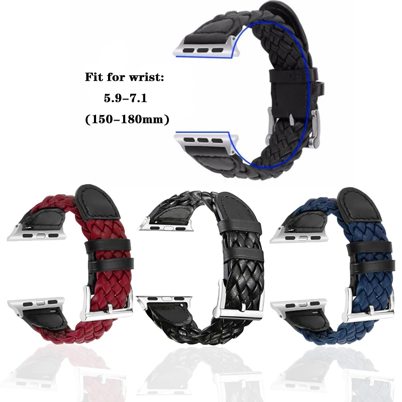 Винтажный Плетеный ремешок из искусственной кожи для Apple Watch band 4 44/40 мм мужчин и