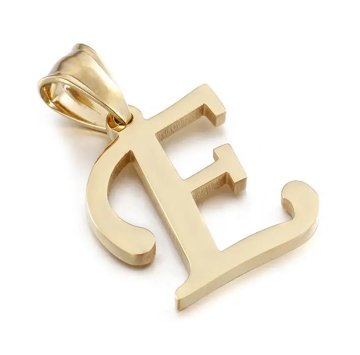 Мужские и женские унисекс модные золотые гладкие 26 Альфабет заглавные буквы
