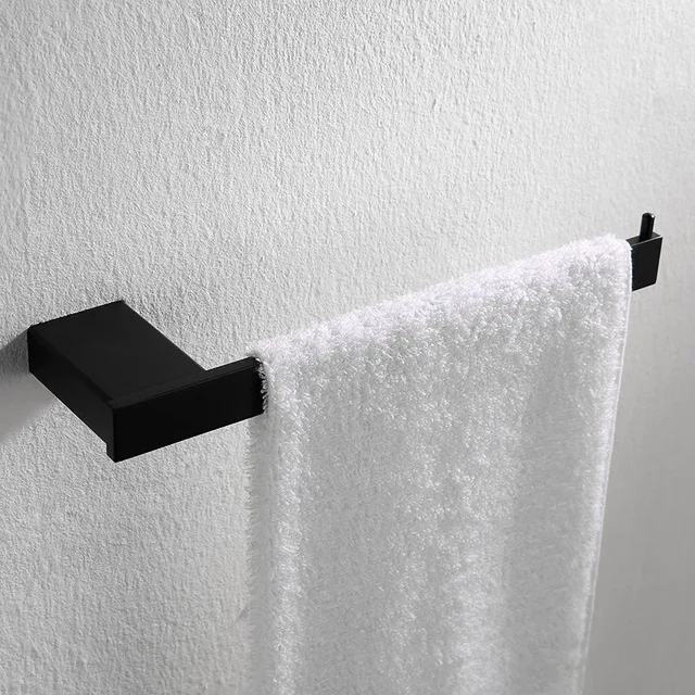 towel ring Набор аксессуаров для ванной комнаты, стойка для полотенец, угловая полка, держатель для бумаги, держатель для туалетной щетки, матовый черный набор аксессуаров для ванной из нержавеющей стали - Цвет: towel ring
