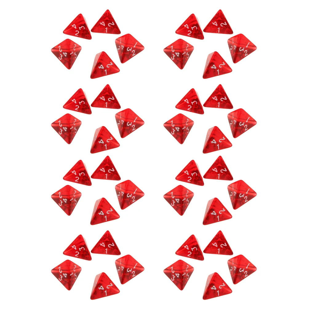 

40 Pcs Dice Set D4 for D&D Board Game Red Acrylic Polyhedral Bulk Dice Set for Cup Game